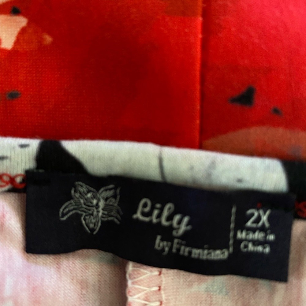 Sleeveless Dress by Lily-Size 2X-Red, Black, Grey, White & Bit of Tan-Flowers - Picture 6 of 8